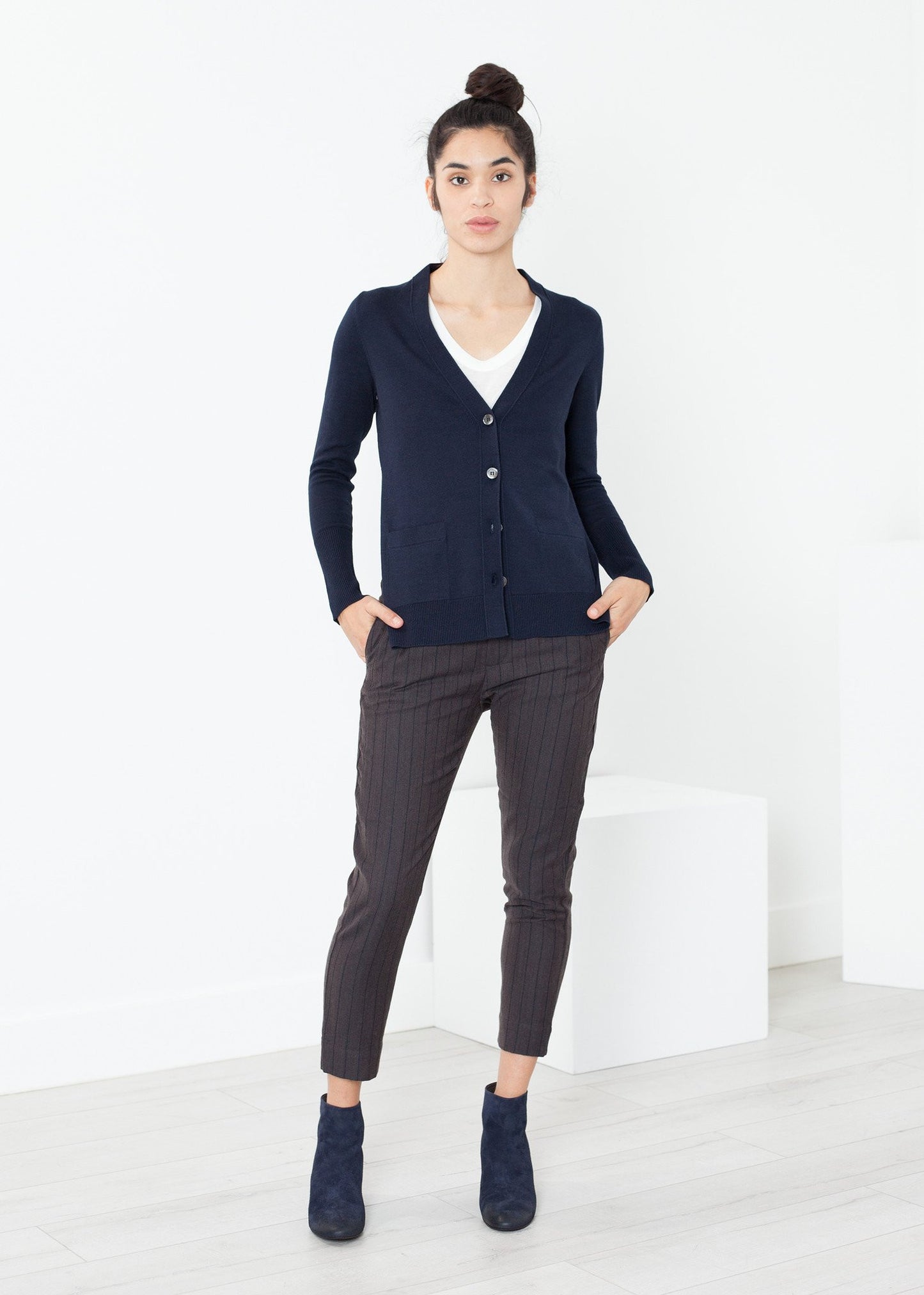 Square Cardigan in Navy